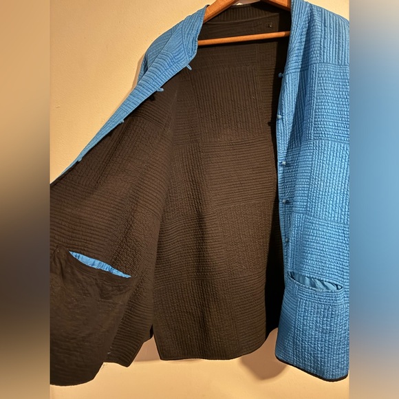 Vintage Handmade Women’s Reversible Blue & Black Jacket Asian Hand Crafted XL - Picture 5 of 12